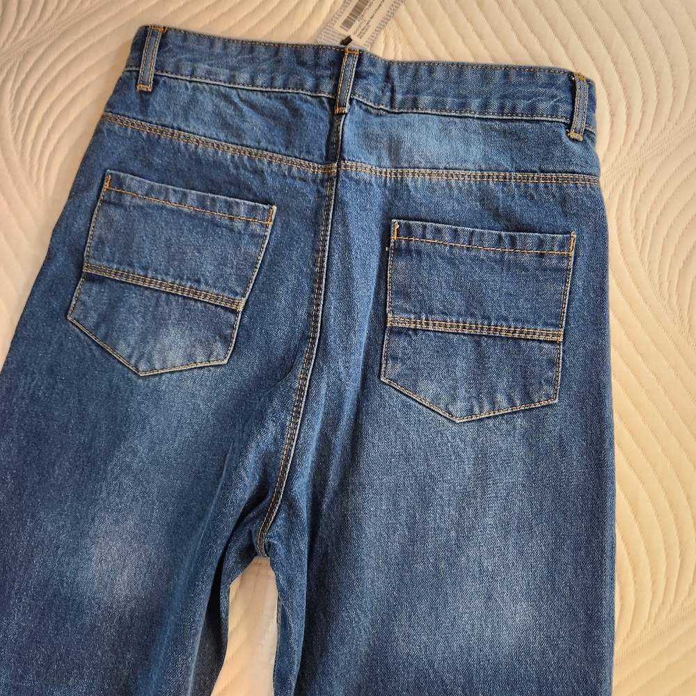 BOOHOO Women's Pants Size 6 Petite Denim Blue Mom Jeans 5 Pocket Pant NWT - Picture 3 of 6